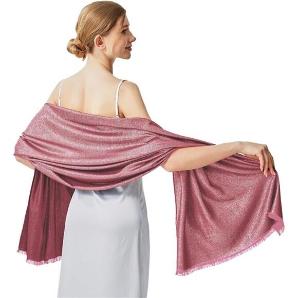 Sparkling Metallic Shawl Wraps Scarf Red - Picture 5 of 6